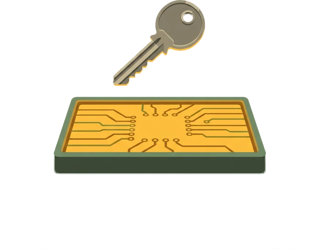 A key above a signature pad